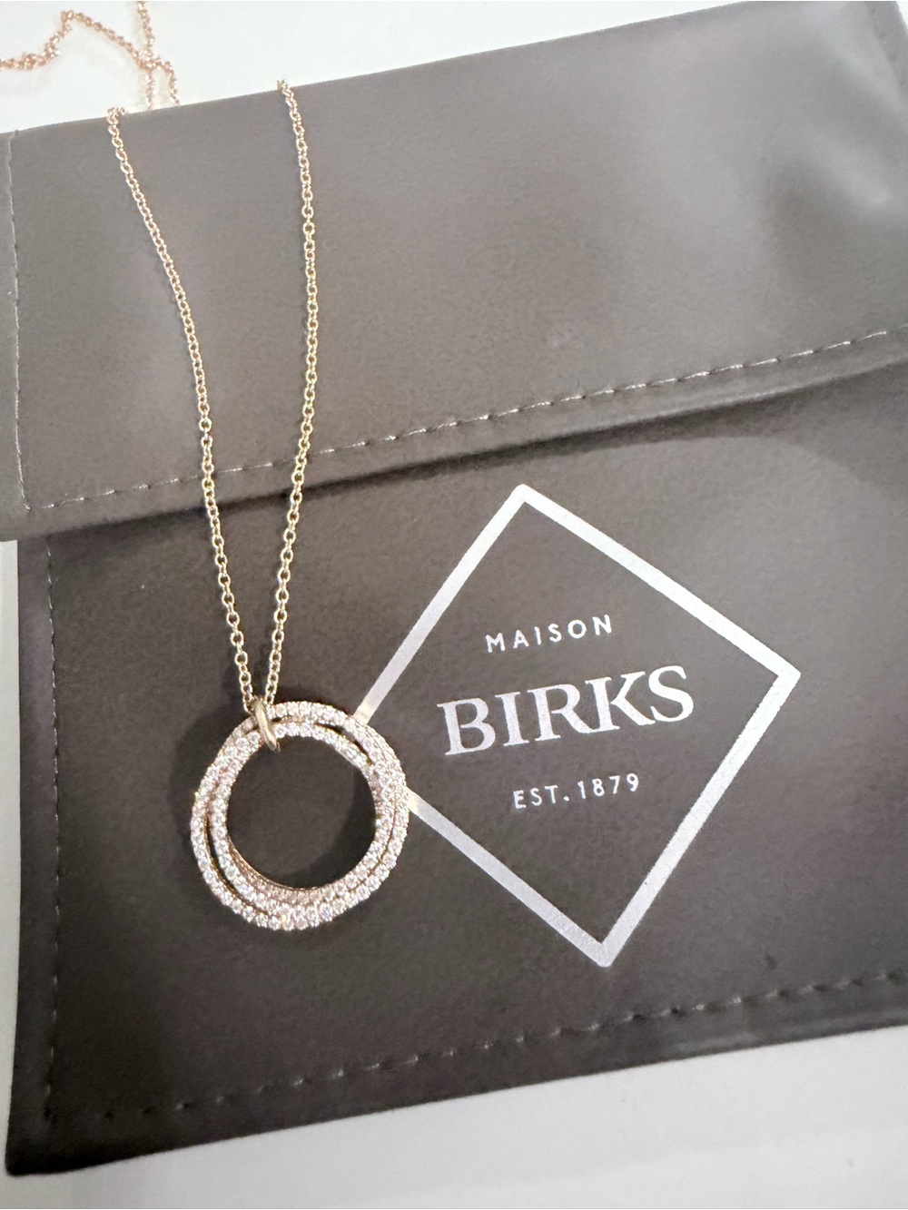 Birks Gold Interlocking Circle Pendant Necklace -